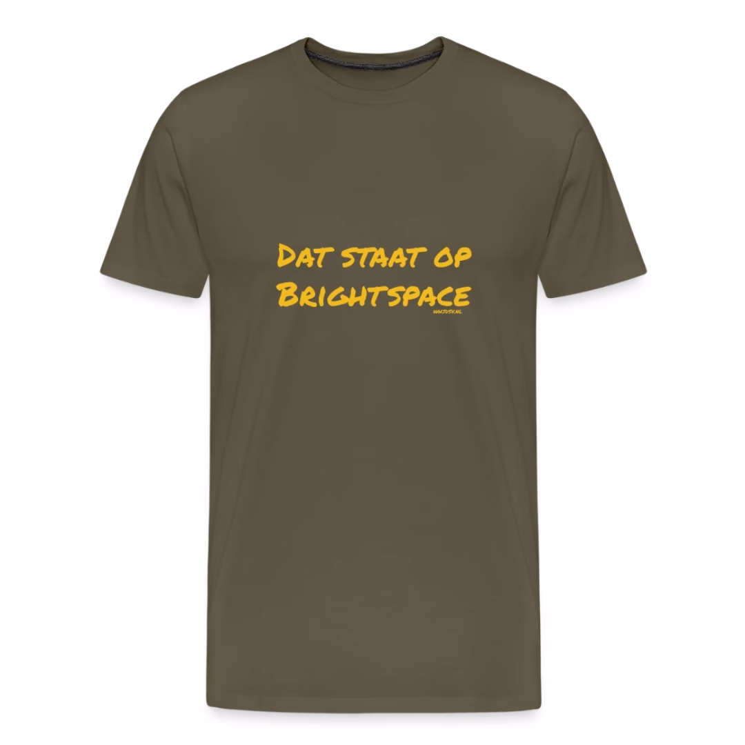 Een shirt met de tekst: "Daat staat op Brightspace"